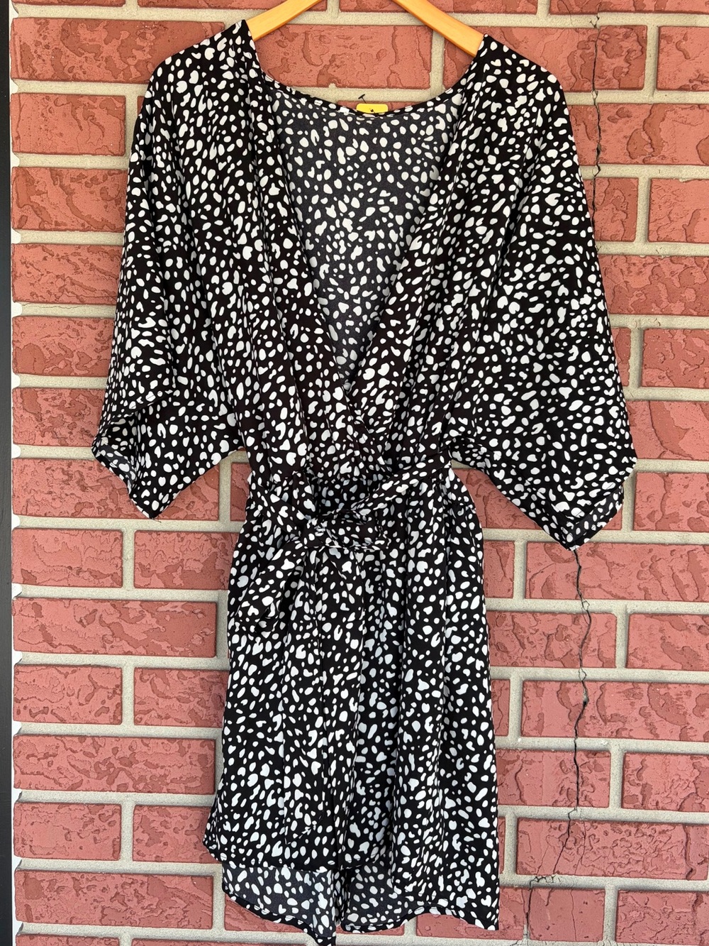 Women's Black & White Printed Wrap Dress